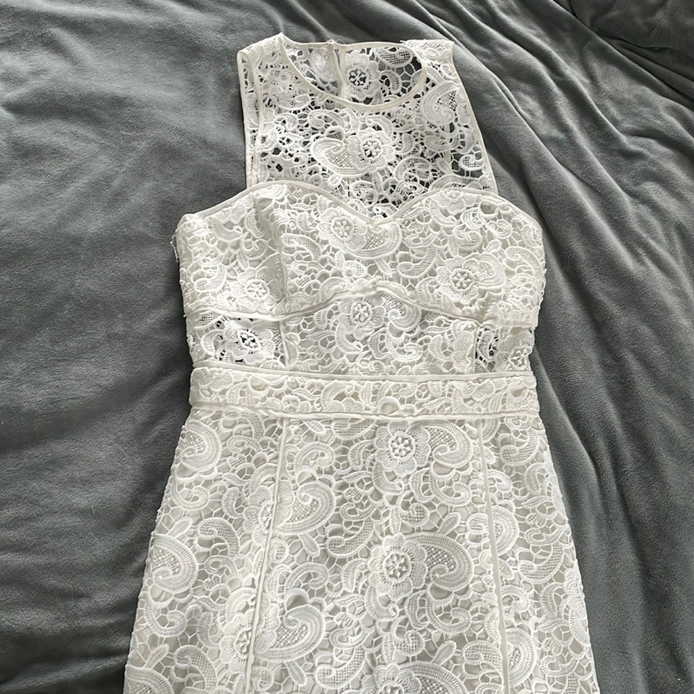 White lace work dress